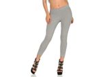 Leggings 3/4 Da Donna Con Motivo; Grigio Screziato/S