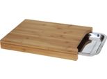 Tagliere In Bambù Con Gocciolatoio In Acciaio Inox - 35 X 25 Cm - Tagliere In Legno Con Ciotola