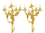 Casa Padrino Set Di Portacandele Da Parete Barocco Oro 55 X 35 X H. 80 Cm - Magnifico Portacandele Da Parete In Bronzo Dorato - Decorazione Barocca Da Parete