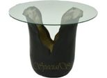Tavolino Di Design Casa Padrino Con Piano In Vetro Nero/Oro Ø 46 X H. 36 Cm - Collezione Luxury