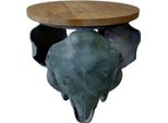 Casa Padrino Tavolino Di Design Bull Skull Grey / Verde Antico / Colori Naturali 46 X 40 X H. 53 Cm - Mobili Soggiorno