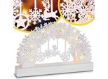 Monzana Addobbo Natalizio Legno Luci Natale Led Batteria Timer Fiocchi Di Neve Decorazioni Natalizie