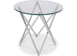 Casa Padrino Tavolino Argento Ø 60 X H. 55 Cm - Tavolo Rotondo In Acciaio Inox Con Piano In Vetro - Mobili