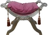Casa Padrino Sgabello Barocco - Sgabello A Croce Rosa / Argento - Arredamento