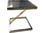 Casa Padrino Tavolino Oro/Nero 45 X 45 X H. 50 Cm - Tavolino In Acciaio Inox Con Piano In Vetro Colorato