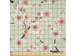 Abakuhaus Tessuto Satinato Asiatico Venduto Al Metro, Fiori Di Ciliegio Giapponesi Simbolo Dell'arrivo Della Primavera, Ispirazione Orientale, 3 M (148 X 300 Cm), Beige