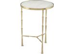 Tavolino Casa Padrino Ottone Bambù Finitura Oro / Marmo Bianco 46 X 46 X H 66 Cm - Collezione Hotel
