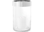 Casa Padrino Candeliere Argento Ø 20 X H. 31,5 Cm - Candeliere Rotondo In Vetro Con Anello In Alluminio - Collezione Luxury
