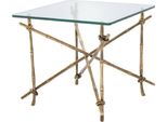 Casa Padrino Tavolino In Ottone Vintage 55 X 55 X H. 49,5 Cm - Tavolino In Ottone Con Piano In Vetro - Mobili