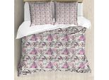 Copripiuma Abakuhaus Tea Party, Rose Romantiche E Uccellini, Antiacaro, Adatto A Chi Soffre Di Allergie, Con Federe, 200 Cm X 200 Cm - 80 X 80 Cm, Rosa Pallido Polvere