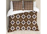 Abakuhaus Copripiumino Chocolate, Motivo Floreale Batik, Antiacaro, Adatto A Chi Soffre Di Allergie, Con Federe, 155 Cm X 220 Cm - 80 X 80 Cm, Marrone Scuro, Bianco, Marrone