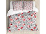 Abakuhaus Copripiumino Valentines, Romantico, Resistente, Antiacaro, Adatto A Chi Soffre Di Allergie, Con Federe, 155 Cm X 220 Cm - 80 X 80 Cm, Vermiglio E Nero