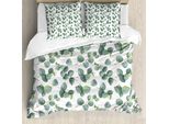 Abakuhaus Copripiumino, Acquerello Eucalyptus Arte, Antiacaro, Adatto A Chi Soffre Di Allergie, Con Federe, 200 Cm X 200 Cm - 80 X 80 Cm, Verde Marrone Chiaro Bianco