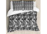 Abakuhaus Copripiumino, Stile Vintage In Pizzo Gotico, Antiacaro E Anallergico, Con Federe, 200 Cm X 200 Cm - 80 X 80 Cm, Bianco E Nero
