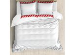 Abakuhaus Copripiumino Zuckerstange, Bordi Astratti, Antiacaro, Adatto A Chi Soffre Di Allergie, Con Federe, 155 Cm X 220 Cm - 80 X 80 Cm, Rosso-Bianco