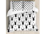 Abakuhaus Copripiumino Hirsch, Testa Di Animale Monocromatica, Antiacaro, Adatto A Chi Soffre Di Allergie, Con Federe, 155 Cm X 220 Cm - 80 X 80 Cm, Bianco E Nero