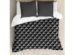 Abakuhaus Copripiumino Grigio Scuro, Triangles Moderne, Antiacaro, Adatto A Chi Soffre Di Allergie, Con Federe, 200 Cm X 200 Cm - 80 X 80 Cm, Grigio Nero