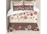 Abakuhaus Copripiumino Con Fiori, Fiori Primaverili, Antiacaro, Adatto A Chi Soffre Di Allergie, Con Federe, 200 Cm X 200 Cm - 80 X 80 Cm, Color Umbra Beige Rubino