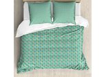 Abakuhaus Copripiumino Verde Acqua E Bianco, Motivo Floreale Marocchino, Antiacaro, Adatto A Chi Soffre Di Allergie, Con Federe, 200 Cm X 200 Cm - 80 X 80 Cm, Multicolore