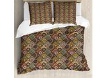 Abakuhaus Copripiumino Marocchino, Retro Checkered, Antiacaro, Adatto A Chi Soffre Di Allergie, Con Federe, 200 Cm X 200 Cm - 80 X 80 Cm, Multicolore
