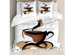 Abakuhaus Copripiumino Caffè, Disegno Concettuale, Antiacaro, Adatto A Chi Soffre Di Allergie, Con Federe, 200 Cm X 200 Cm - 80 X 80 Cm, Nero, Marrone Sabbia, Marrone
