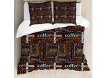 Abakuhaus Copripiumino Caffè, Tipografia Colorata, Antiacaro, Adatto A Chi Soffre Di Allergie, Con Federe, 200 Cm X 200 Cm - 80 X 80 Cm, Multicolore
