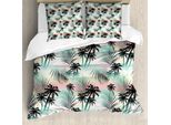 Abakuhaus Copripiumino Hawaii, Palme Estive E Felci, Antiacaro, Adatto A Chi Soffre Di Allergie, Con Federe, 155 Cm X 220 Cm - 80 X 80 Cm, Multicolore