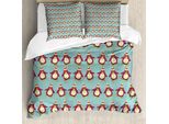 Abakuhaus Copripiumino Natalizio, Simpatici Pinguini Artici, Antiacaro, Adatto A Chi Soffre Di Allergie, Con Federe, 155 Cm X 220 Cm - 80 X 80 Cm, Multicolore