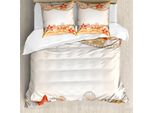 Abakuhaus Copripiumino Da Spiaggia, Sabbia Conchiglie Corde, Antiacaro Adatto A Chi Soffre Di Allergie Con Federe, 155 Cm X 220 Cm - 80 X 80 Cm, Arancione Pallido Vermiglio