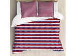 Abakuhaus 4 Luglio Copripiumino, Motivo Bandiera Americana, Antiacaro, Adatto A Chi Soffre Di Allergie, Con Federe, 155 Cm X 220 Cm - 80 X 80 Cm, Viola Blu Rubino-Bianco