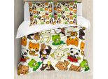 Abakuhaus Copripiumino Per Asilo Nido, Animali Dei Cartoni Animati, Antiacaro, Adatto A Chi Soffre Di Allergie, Con Federe, 200 Cm X 200 Cm - 80 X 80 Cm, Multicolore