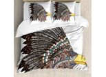 Abakuhaus Copripiumino Adler, Tribal Hippie Piumato, Antiacaro, Adatto A Chi Soffre Di Allergie, Con Federe, 200 Cm X 200 Cm - 80 X 80 Cm, Multicolore