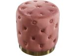 Casa Padrino Sgabello Chesterfield In Velluto Rosa Antico/Oro Ø 36 X H. 40 Cm - Sgabello Rotondo - Mobili Chesterfield