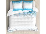 Abakuhaus Copripiumino Invernale, Fiocchi Di Neve Astratti Freddo, Antiacaro, Adatto A Chi Soffre Di Allergie, Con Federe, 200 Cm X 200 Cm - 80 X 80 Cm, Blu Cielo Bianco