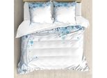 Abakuhaus Copripiumino Invernale, Fiocchi Di Neve Astratti Sugli Alberi, Antiacaro, Adatto A Chi Soffre Di Allergie, Con Federe, 155 Cm X 220 Cm - 80 X 80 Cm, Blu, Grigio, Bianco