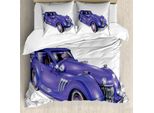 Abakuhaus Copripiumino Autos, Custom Vehicle High Speed, Antiacaro, Adatto A Chi Soffre Di Allergie, Con Federe, 200 Cm X 200 Cm - 80 X 80 Cm, Violet Blue