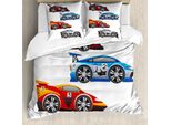 Abakuhaus Copripiumino Autos, Tecnologia Formula Cars, Antiacaro, Adatto A Chi Soffre Di Allergie, Con Federe, 200 Cm X 200 Cm - 80 X 80 Cm, Multicolore
