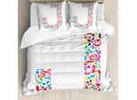 Abakuhaus Lettera J Copripiumino, J Tipografia, Antiacaro Adatto A Chi Soffre Di Allergie Con Federe, 200 Cm X 200 Cm - 80 X 80 Cm, Multicolore