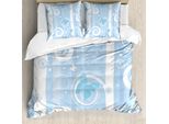 Abakuhaus Copripiumino Natalizio, Fiocchi Di Neve E Farfalle, Antiacaro, Adatto A Chi Soffre Di Allergie, Con Federe, 155 Cm X 220 Cm - 80 X 80 Cm, Azzurro E Bianco