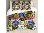 Abakuhaus Usa Copripiumino, Targa Automobilistica Retrò, Antiacaro, Adatto A Chi Soffre Di Allergie, Con Federe, 155 Cm X 220 Cm - 80 X 80 Cm, Multicolore