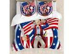 Abakuhaus Stati Uniti Copripiumino, Emblema Patriottico, Antiacaro, Adatto A Chi Soffre Di Allergie, Con Federe, 155 Cm X 220 Cm - 80 X 80 Cm, Multicolore