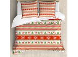 Abakuhaus Set Copripiumino Natalizio Per Letti Matrimoniali, Renna Fiocco Di Neve, Antiacaro, Adatto A Chi Soffre Di Allergie, Con Federe, Rosso Verde Bianco