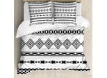 Abakuhaus Set Copripiumino Per Letti Matrimoniali In Stile Nativo Americano, Design Etnico, Antiacaro E Anallergico, Con Federe, Bianco E Nero