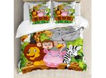 Abakuhaus Copripiuma Zoo, Animali Felici Alberi Freschi, Antiacaro Adatto A Chi Soffre Di Allergie Con Federe, 200 Cm X 200 Cm - 80 X 80 Cm, Multicolore