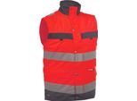Gilet Ad Alta Visibilità, Rosso Neon/Grigio Cemento, Taglia 4XL