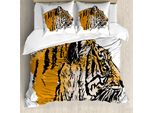 Abakuhaus Copripiumino Tiger, Sketch Bengal Carnivore, Antiacaro, Adatto A Chi Soffre Di Allergie, Con Federe, 200 Cm X 200 Cm - 80 X 80 Cm, Marrone Chiaro E Nero