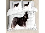 Abakuhaus Copripiumino Alaskan Malamute, Arctic Tier, Antiacaro, Adatto A Chi Soffre Di Allergie, Con Federe, 200 Cm X 200 Cm - 80 X 80 Cm, Bianco E Nero
