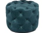 Casa Padrino Sgabello Chesterfield In Velluto Verde Ø 53 X H. 41 Cm - Sgabello Rotondo - Mobili Chesterfield