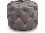 Casa Padrino Sgabello Chesterfield In Velluto Grigio Ø 53 X H. 41 Cm - Pouf Rotondo - Mobili Chesterfield