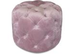 Casa Padrino Sgabello Chesterfield In Velluto Rosa Ø 53 X H. 41 Cm - Sgabello Rotondo - Mobili Chesterfield